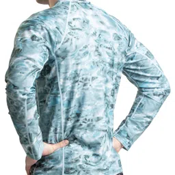 aqua design Mens Swim Rashguard Shirts: Loose Fit Long Sleeve Sun Protection Rash Guard: Aqua Sky: Size Large image 2