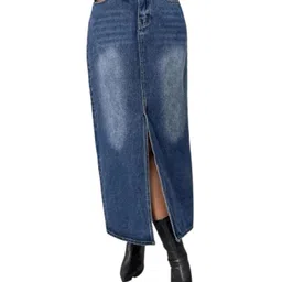 chalodia Women's High-Waist Flared Knee-Length Fashionable A-Line Denim Pencil Skirts image 1