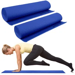 Anti Skid Solid PVC Yoga Mat with Carry Bag|Exercise Mat for Home,Gym(Pack of 2) image 1