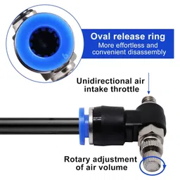 dlein Quick Connect Air Hose Fittings 2Pcs 6mm Tube to M5 Male Thread Push in to Connect Fittings Pneumatic Flow Speed Control, Air Flow Control Valve 2PC image 2