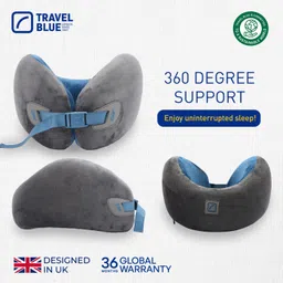 Travel Blue Infinity Travel Ergonomic Neck Pillow Enjoy uninterrupted Sleep with 360-degree Support with Luxurious Hypoallergenic Material Pillow (Blue) image 5