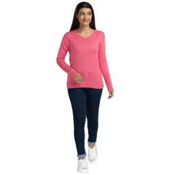 globus Pink Solid Pullover Sweater image 2
