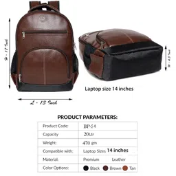 bagneeds Pu Leather School/College & Travel Laptop Backpack For Unisex (Brown), 20 Liter image 2