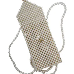 trend overseas Pearl Beaded Mobile Sling Bag for Girls/Crossbody Beaded Mobile Sling Bag for Women image 5