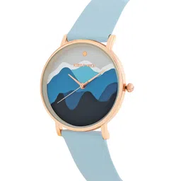 joker & witch Joker and Witch Blue 36mm Printed Dial 18mm Faux Leather Strap Watch for Women image 2