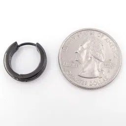 steelmeup Stainless Steel Mens Hoop Earrings Stripe Bevel Edge Black Gold Color 16mm image 4