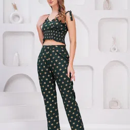 jc4u Women Maroon Viscose Rayon Co-ord Set With Top & Pant image 3