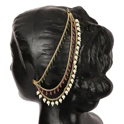 shining diva fashion Latest Stylish Fancy Bahubali Pearl Ear Chain Traditional Earrings for Women & Girls (16078er) image 4