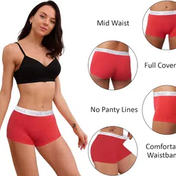 Women's Long Leg Full Coverage Boyshort Underwear Cotton Bloomer Briefs Hipster Under Skirt Under Dress Boy Leg Panties Combo Pack (Prints & Colours May Vary) image 4