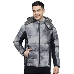 monte carlo Mens Printed Navy Blue Detachable Hood Full Sleeve Jacket image 1