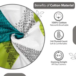 Divine Casa 144 TC Cotton Bedsheet for Double Bed with 2 Pillow Cover (222 x 254 cm, Aqua Lime, Geometric) image 5