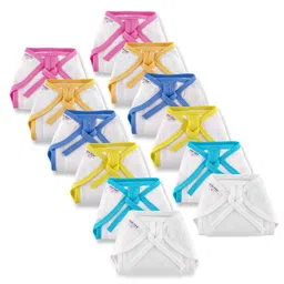 pom-pom sweet hearts Pom Pom Sweethearts Tie up Nappy For Babies, Reusable, Washable Soft Muslin Cotton Nappy/Langot for New Born Baby | Gentle on Baby Skin | Helps in Potty Training | 1-3 months | Pack of 12 | Combo image 1