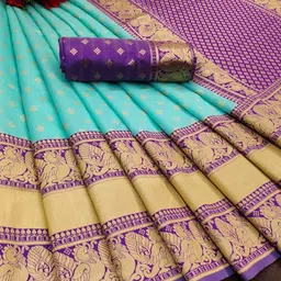 gatishvam textile Luxurious Soft Lichi Silk Saree with Rich Pallu & Jacquard Border Blouse image 5