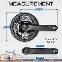 Aruvia Bicycle Chainwheel Crankset 3-Speed (24T 34T 42T Teeth) 3 Speed Chaingear Fit for All Kind of Bicycles Cotterless Crank Set Diamond Hole-Black Design image 3