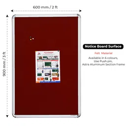 ALKOSIGN Astra Felt Notice Board -MAROON (3 x 2 Feet) |Bulletin Board, Pin-up Board, Display Board, Push pins Board, Announcement Board, Soft Message Board, for School, College, Office, Study Room etc image 2