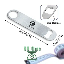 lamina Pack of 1 Stainless Steel Flat Bottle Cap Opener (Silver Color 7inch- Large) for Beer, Soda, Pop Off Bottle- Heavy Duty Thick Bar Blade for Kitchen, Hotels & Restaurant (with Storage Cover) image 3