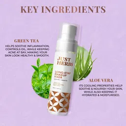 Just Herbs Long Stay Non Sticky Makeup Fixer, Setting Spray for Face Makeup with Aloevera and Green Tea 100 ml image 5