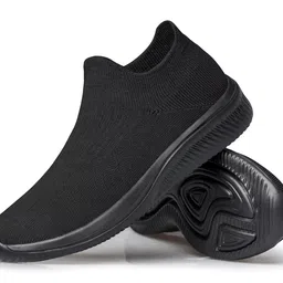 vibdiv Womens Shoes Slip-on, Walking Shoes Lightweight Flats Shoes Breathable Comfortable for Running Jogging Work Full Black, 9.5 image 1
