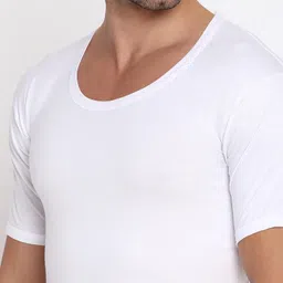 poomer Premium Cotton Pure White Vest for Mens - Pack of 4 image 3
