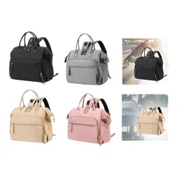 Nappy Tote Bag Shoulder Bag Reusable Wide Open Top Baby Diaper Bag Black image 4