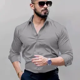 indoprimo Men's Solid Regular Fit Shirt image 3