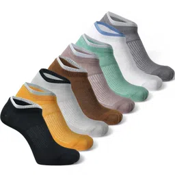 sockscarving feel the comfort 8 Pairs Premium Multicolour Men & Women Ankle Length Socks Durable Cotton Free Siize All Season, Soft Breathable, Daily Use Stretchable Anti Odur Sweat Free Anti Slip image 1