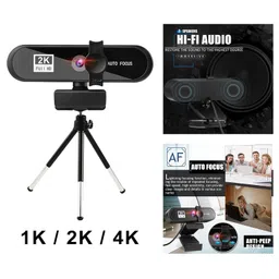 CALANDIS 4K Full Hd Streaming Webcam Autofocus for Live Broadcast 1K Black image 5
