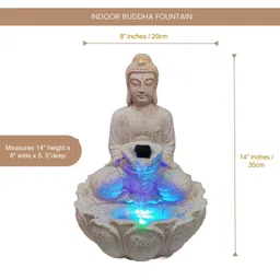 ALILA Buddha Statue Water Fountain for Living Room Home Decor Decoration Table Top Indoor Outdoor Gift Gifting Items, 14 inches / 35cm (14 inches, Beidge Buddha Fountain) image 2