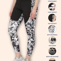 hummel Mia Printed Slim fit Polyester Tights for Women Comfortable Breathable Fabric Stretchable for Everyday Use Ideal for Yoga Training Gym Cycling Running or Performance image 2