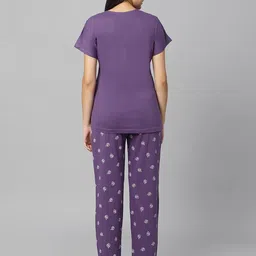 dzzo Cotton Night Suit for Women & Girls with Designed Top & Printed Pyjama Set Half Sleeves | Soft and Stretchy Lightweight Nightwear for Summer | Stylish image 4