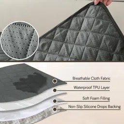 HOKIPO Waterproof + Anti-Slip + Quick Dry Sofa Seat Mats, Grey - Length 170cm (AR-5277-GRY) image 3