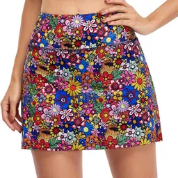 fulbelle Athletic Skirt, Teen Girls Summer Tennis Golf Skorts for Women with Pockets Pencil A Line Skirt High Waisted Elastic 2020 Fashion Juniors Clothes Colorful Flower Small image 3