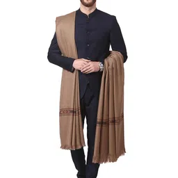 pashtush Woven Kullu Design Mens Shawl, Australian Merino Wool, Warm, Soft Traditional design Himachal Handicrafts. Full Size 127 x 254 cm image 1