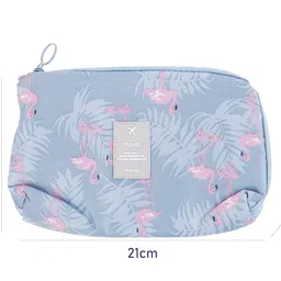 House of Quirk Multi-function Portable Digital Product Storage Electronic Accessories Travel Cable Organizer Pouch Shock-Proof Charger Data Line Bag - Grey Flamingo, Polyester image 2