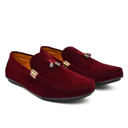 chilwell Velvet Loafer Light Weight Maroon Color Loafer Shoes for Men Stylish Shoes for All Seasons. image 1