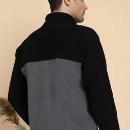 alan jones clothing Solid Stand Collar Fleece Full Zip Jacket image 5