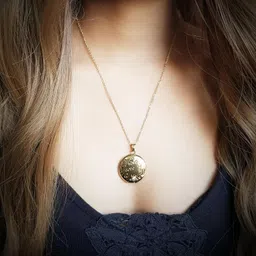 via mazzini 18K Real Gold Plated Wish Upon A Star Photo Locket Pendant with Chain for Women and Girls (NK0515) 1 Pc image 4