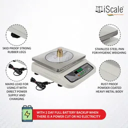 iScale i-06: 30kg Digital Chargeable Weighing Machine, Front & Back Display, Stainless Steel Pan - Ideal for Shop with Certificate image 4