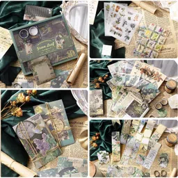 LANLOY 232 Pcs Scrapbook kit, Junk journal kit With Journaling Supplies, Scrapbook Paper, A6 Grid Notebook, Washi Stickers, Washi tape, Scrapbook kit Craft DIY Gift Set (Nature) image 3