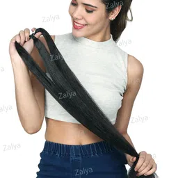 zalya Artificial Fake Long Extensions Hair for Women & Girls - Savaram Gangawan Cataram Sadaraa Paranda Choti False Nakli Hair Wig - Extra Hair Braid Attachment for Ladies - Black (1pcs) image 3