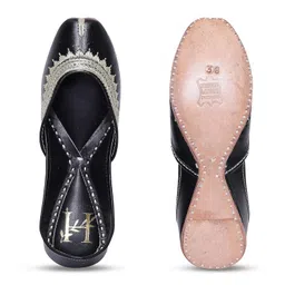 heer Black Zari Women's Jutti, Mojari Traditional Punjabi Jutti, Ethnic Shoes Handmade Leather Punjabi Jutti, Embroidered Rajasthani Jaipuri Wedding Bridal Jutti image 3