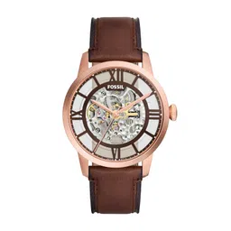 fossil Leather Analog Brown Dial Men's Watch-Me3259 image 1