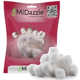 omidazzle Midazzle Cotton Ball for Eye, Face Makeup and Nail Paint Remover (Pack of 1, 50 Pieces) image 1