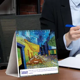 PAPER PLANE DESIGN 2025 Monthly Calendar Desk/Table Calendar (Vincent Van, 8 Inch x 8 Inch) image 3