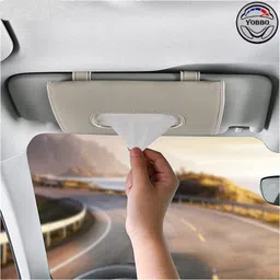 Yobbo Car Tissue Holder, Sun Visor Napkin Holder, Car Visor Tissue Papers Holder, Tissue Holder for Car, Tissue Dispenser Rectangular (Beige) image 4
