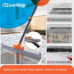 CLEANHOME Rubber Floor Squeegee for Concrete, Tile, Metal Aluminium Heavy Duty Garage Shower Floor Broom for Removing Water, Commercial Scrubber Mop With Extendable Long Handle image 3
