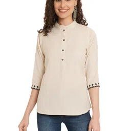 ethic glance ™ Women's Regular Fit Embroidered Western Top | Casual 3/4 Sleeve Tops for Girls image 1