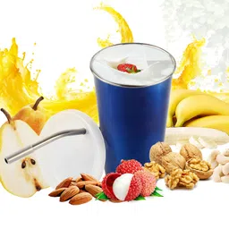 PARABRAHMA Stainless Steel Sipper for Kids with Straw Glass for Kids Milk Tumbler with Straw and Lid Sippy Cup with Gum Protection for Kids Straw Glass (370 ml, 1-4 Years) (Blue) image 1