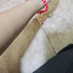 Red Crystal Beaded Rakhi Set with Evil Eye Charm, Traditional Indian Festival Bracelet with Gold Chain image 4