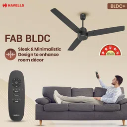 Havells FAB BLDC Ceiling Fan 1200mm, 350 RPM, Savings upto 65%, Reverse Rotation, 4 Modes (Boost, Sleep, Breeze, Mop), Low Wattage 30W, Low Noise, Air Flow:225 CMM, 3 Year Warranty, Midnight image 3